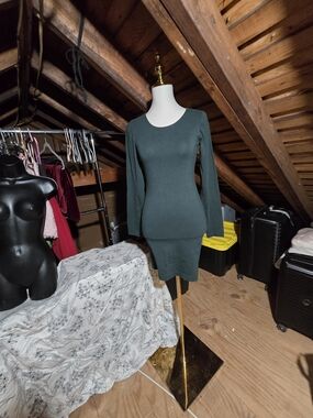 H&M Forest Green Long Sleeve Bodycon Dress